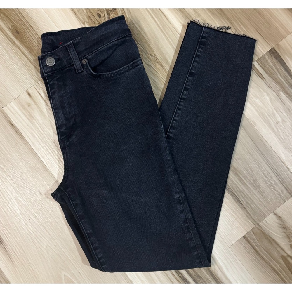 Marine Layer Black Straight Leg Jeans with Raw Hem